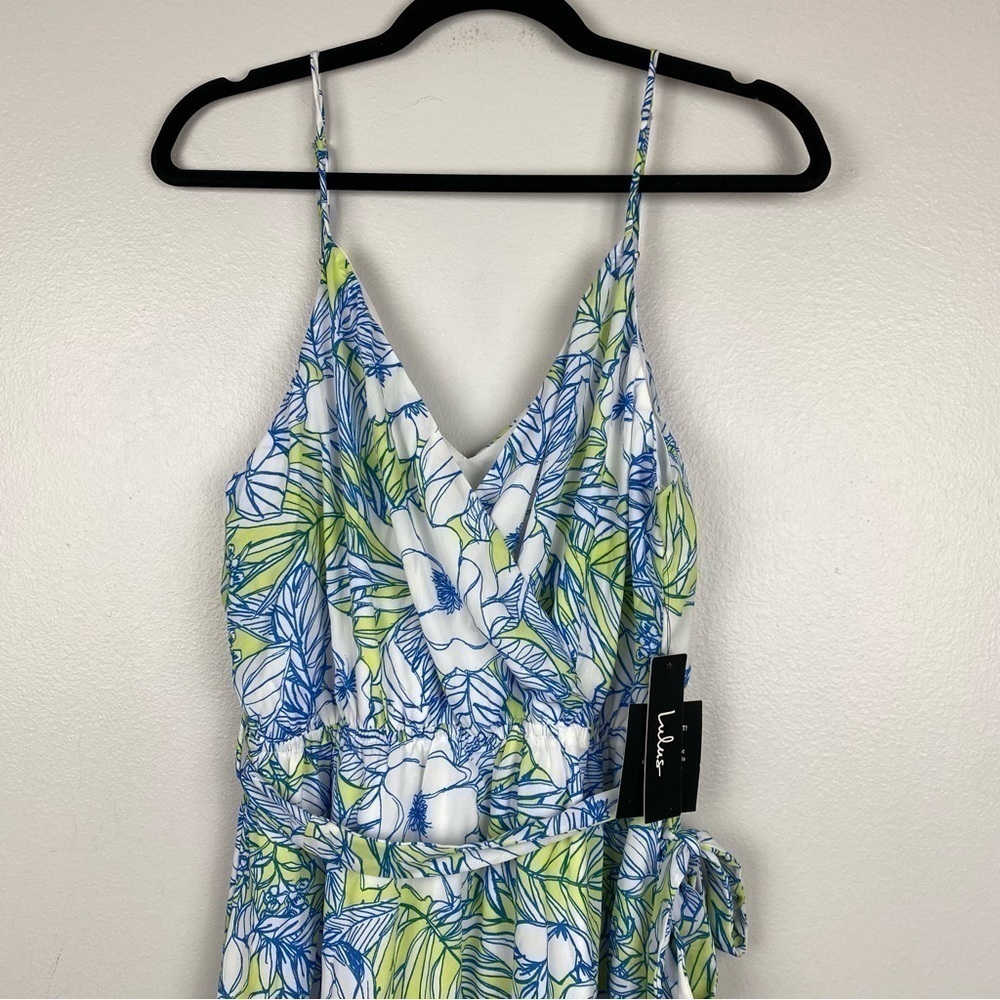 Lulu's Sunrise in Paradise Blue Multi Tropical Print Maxi Dress Size M NWT - Picture 5 of 15